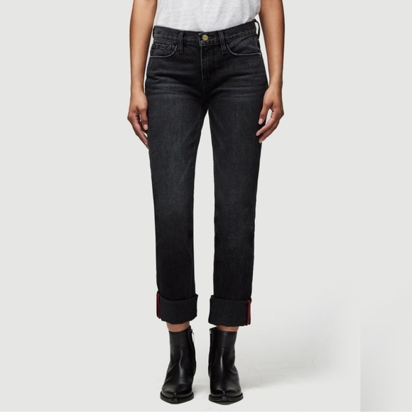 Frame Le Nik Straight Leg Jeans Distressed Black Size 26 - Picture 1 of 11